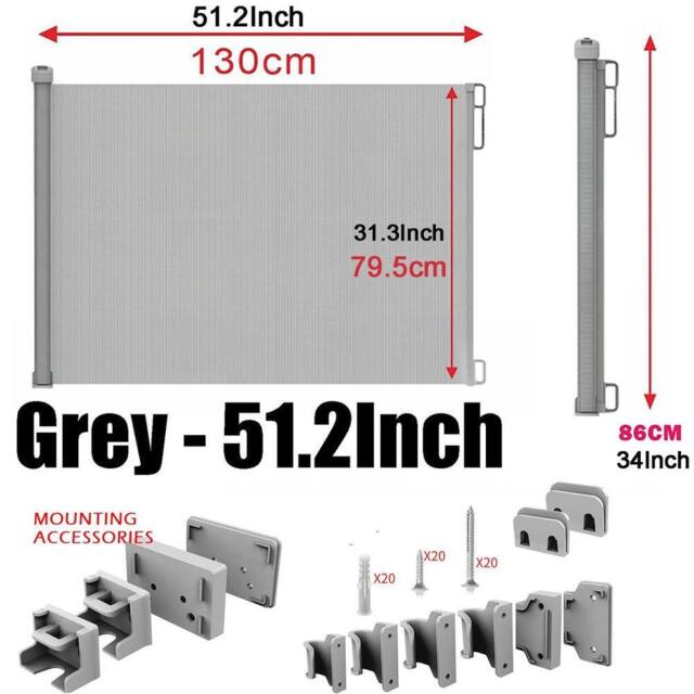 FLAVORA Grey - 51.2Inch Retractable Foldable Pet & Baby Safety Gate - image 1