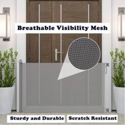 FLAVORA Grey - 51.2Inch Retractable Foldable Pet & Baby Safety Gate - thumbnail 4