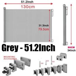 FLAVORA Grey - 51.2Inch Retractable Foldable Pet & Baby Safety Gate - thumbnail 1