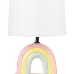Wyld and Coco Table Lamp - Multicolour Ceramic Rainbow Base with Drum Shade - thumbnail 2