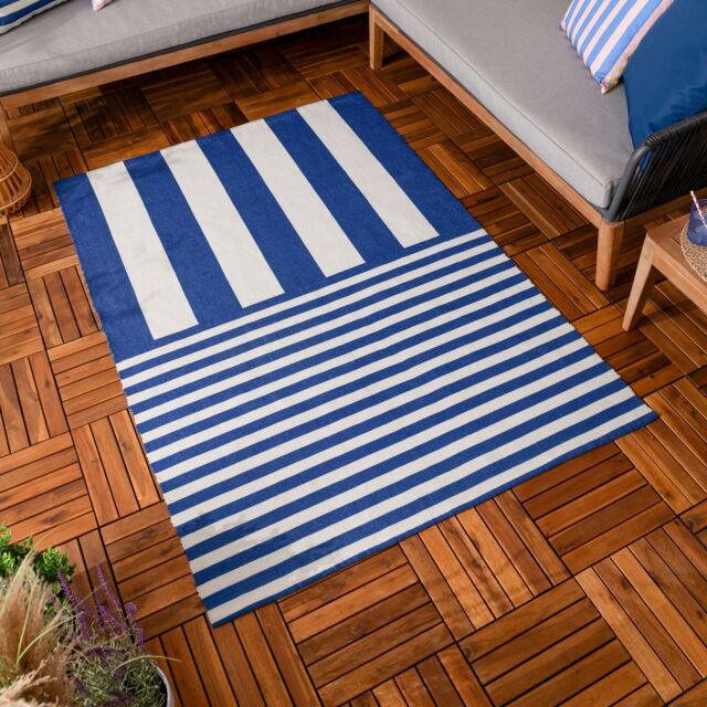 Furn Deck Stripe Printed Indoor/Outdoor Rug in Blue - Size: 120 cm x 170 cm - image 1