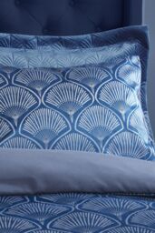 Catherine Lansfield 'Art Deco Pearl' Duvet Set in Navy - Size: Double - thumbnail 3