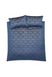 Catherine Lansfield 'Art Deco Pearl' Duvet Set in Navy - Size: Double - thumbnail 6