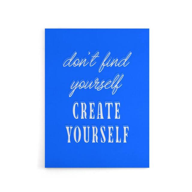 "Artery8 Don't Find Create Yourself Blue Motivational Canvas Wall Art Print - Size: W24"" x H32""" - image 1