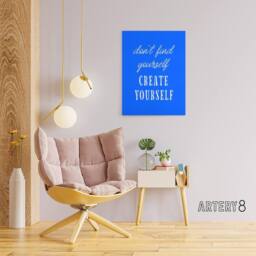 "Artery8 Don't Find Create Yourself Blue Motivational Canvas Wall Art Print - Size: W24"" x H32""" - thumbnail 3
