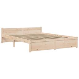 Berkfield Home Beautiful Bed Frame Solid Wood 150x200 cm King Size in Natural - thumbnail 1