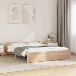 Berkfield Home Beautiful Bed Frame Solid Wood 150x200 cm King Size in Natural - thumbnail 2