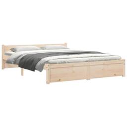 Berkfield Home Beautiful Bed Frame Solid Wood 150x200 cm King Size in Natural - thumbnail 4