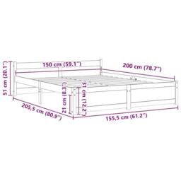 Berkfield Home Beautiful Bed Frame Solid Wood 150x200 cm King Size in Natural - thumbnail 9