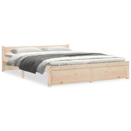 Berkfield Home Beautiful Bed Frame Solid Wood 150x200 cm King Size in Natural - thumbnail 3