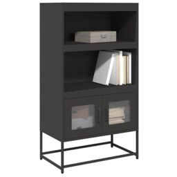Berkfield Home Highboard Black 68x39x123 cm Steel - Size: 68 x 39 x 123 cm - thumbnail 1