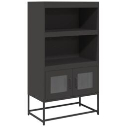 Berkfield Home Highboard Black 68x39x123 cm Steel - Size: 68 x 39 x 123 cm - thumbnail 2