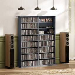 EONLION CD Storage Unit DVD Tower Blu-ray Storage Shelf in Grey - Size: 100 cm - thumbnail 5