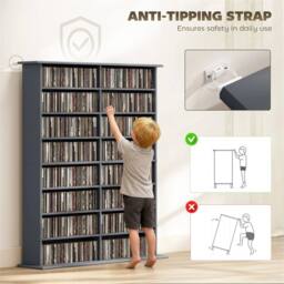 EONLION CD Storage Unit DVD Tower Blu-ray Storage Shelf in Grey - Size: 100 cm - thumbnail 3