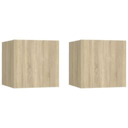 Berkfield Home Bedside Cabinets 2 pcs Sonoma Oak 30.5x30x30 cm Engineered Wood in Brown - thumbnail 1