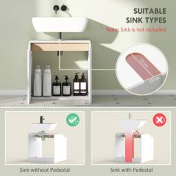 HOMCOM Under Sink Cabinet, Bathroom Sink Cabinet for Basin without Pedestal in White - Size: W600mm x H600mm - thumbnail 4