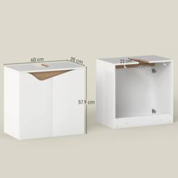 HOMCOM Under Sink Cabinet, Bathroom Sink Cabinet for Basin without Pedestal in White - Size: W600mm x H600mm - thumbnail 3
