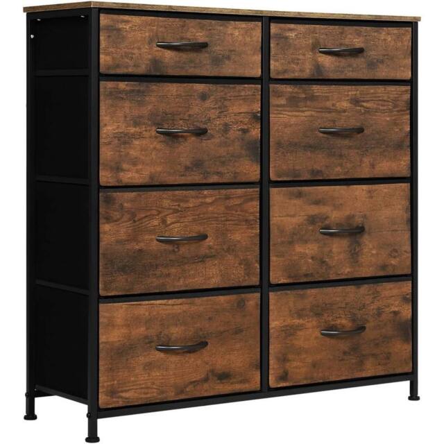 NESTLUNE Woltu Chest Of Drawers Vintage 8 Fabric Drawer in Brown - Size: 100 cm x 15 cm - image 1