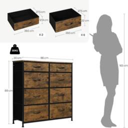 NESTLUNE Woltu Chest Of Drawers Vintage 8 Fabric Drawer in Brown - Size: 100 cm x 15 cm - thumbnail 2
