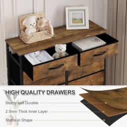 NESTLUNE Woltu Chest Of Drawers Vintage 8 Fabric Drawer in Brown - Size: 100 cm x 15 cm - thumbnail 6