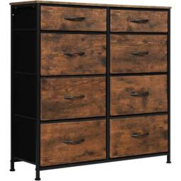 NESTLUNE Woltu Chest Of Drawers Vintage 8 Fabric Drawer in Brown - Size: 100 cm x 15 cm - thumbnail 1