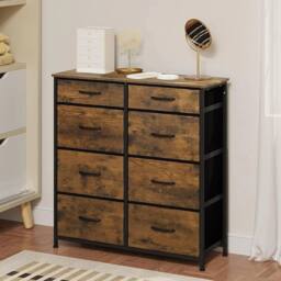 NESTLUNE Woltu Chest Of Drawers Vintage 8 Fabric Drawer in Brown - Size: 100 cm x 15 cm - thumbnail 3
