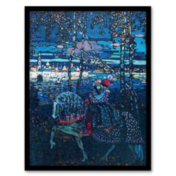 Artery8 Wassily Kandinsky Framed Wall Art Riding Couple in Russian Cityscape in Blue - Size: A4 - thumbnail 1