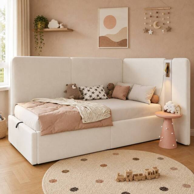 STILVORA 3FT Single Daybed with Storage, USB Charging & Reading Lamp in Beige - image 1