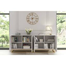 Mex Furniture LTD Sideboard Ripple Duo 200cm - White with Fluted Doors - thumbnail 3