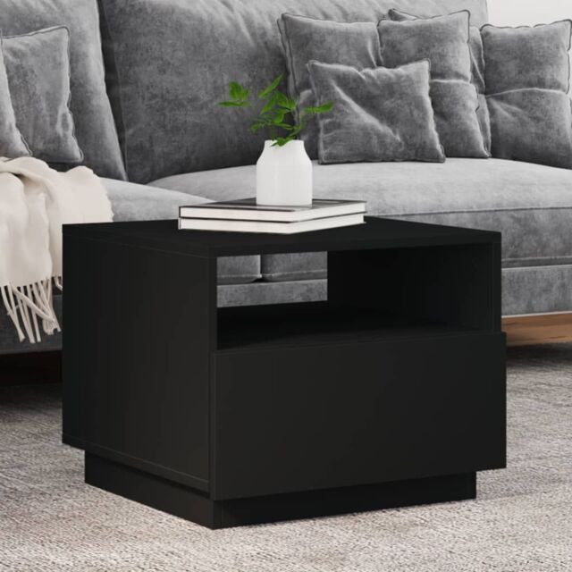 Berkfield Home Coffee Table with LED Lights Black 50x49x40 cm - Size: 50 x 49 x 40 cm - image 1