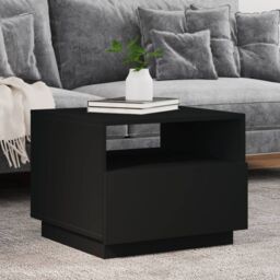 Berkfield Home Coffee Table with LED Lights Black 50x49x40 cm - Size: 50 x 49 x 40 cm - thumbnail 1