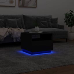 Berkfield Home Coffee Table with LED Lights Black 50x49x40 cm - Size: 50 x 49 x 40 cm - thumbnail 5