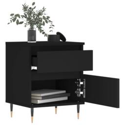 Berkfield Home Bedside Cabinet Black 40x35x50 cm Engineered Wood - Size: 40 x 35 x 50 cm - thumbnail 3