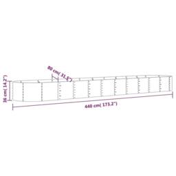 Berkfield Home Garden Raised Bed Powder-coated Steel 440x80x36 cm Grey - Size: 440 x 80 x 36 cm - thumbnail 6