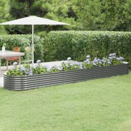 Berkfield Home Garden Raised Bed Powder-coated Steel 440x80x36 cm Grey - Size: 440 x 80 x 36 cm - thumbnail 2