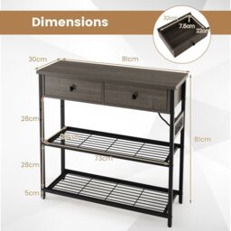 Costway Entryway Table Narrow Console Table Buffet Side Table w/ Charging Station in Grey - thumbnail 2