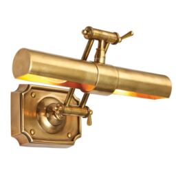 "Loops 14"" Adjustable Swing Arm Wall Picture Light Solid Brass Hanging Display Lamp in Metallics"