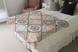 Benjamin Tate Design Luxury Oriental Tile Blanket in Natural - Size: 120 cm x 150 cm - thumbnail 3