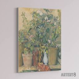 "Artery8 Terracotta Pots & Flowers Paul Cezanne Canvas Wall Art Print - Size: W12"" x H16""" - thumbnail 2