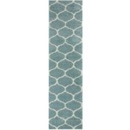 THE RUGS Moroccan Soft High Pile Shaggy Trellis Rugs & Runners Living Room in Duck Egg Blue - Size: 140 cm x 200 cm - thumbnail 8