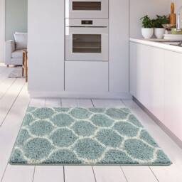 THE RUGS Moroccan Soft High Pile Shaggy Trellis Rugs & Runners Living Room in Duck Egg Blue - Size: 140 cm x 200 cm - thumbnail 6