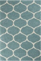 THE RUGS Moroccan Soft High Pile Shaggy Trellis Rugs & Runners Living Room in Duck Egg Blue - Size: 140 cm x 200 cm - thumbnail 2