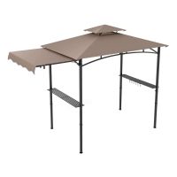Costway 318x153cm Grill Gazebo Outdoor Barbecue Canopy Tent w/Side Awning in Brown - Size: 318x153 cm - image 1