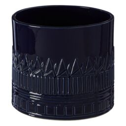 Orsina Small Ceramic Planter with Embossed Pattern & Tribal Design, Modern Indoor Planter for Living Room in Blue - thumbnail 2