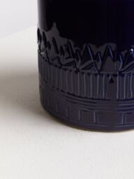 Orsina Small Ceramic Planter with Embossed Pattern & Tribal Design, Modern Indoor Planter for Living Room in Blue - thumbnail 5
