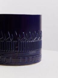 Orsina Small Ceramic Planter with Embossed Pattern & Tribal Design, Modern Indoor Planter for Living Room in Blue - thumbnail 3