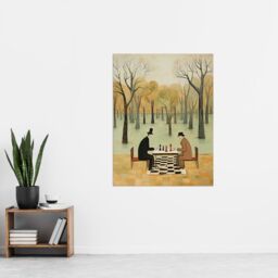 "Artery8 Chess In The Park Whimsical Chess Game Pastel Colour Artwork Extra Large XL Unframed Wall Art Poster Print - Size: W24"" x H32""" - thumbnail 4