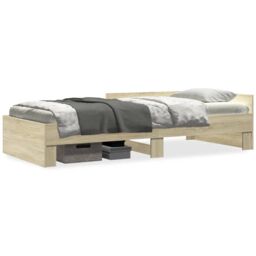 Berkfield Home Bed Frame without Mattress Sonoma Oak 75x190 cm Small Single Engineered Wood in Brown - thumbnail 2
