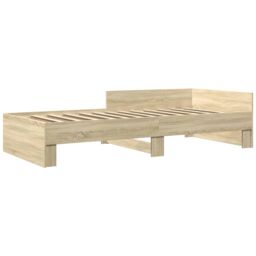 Berkfield Home Bed Frame without Mattress Sonoma Oak 75x190 cm Small Single Engineered Wood in Brown - thumbnail 3