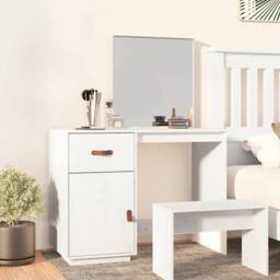 Berkfield Home Dressing Table White 95x50x134 cm Solid Wood Pine - Size: 95 x 50 x 134 cm - thumbnail 2
